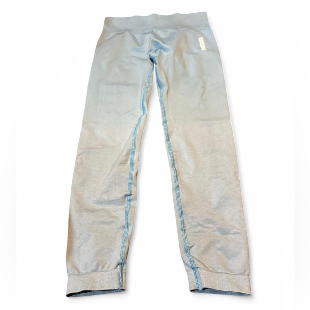 Gymshark Sky Blue  Ombré Leggings And Matching Shorts Size Women’s Medium - Picture 3 of 7